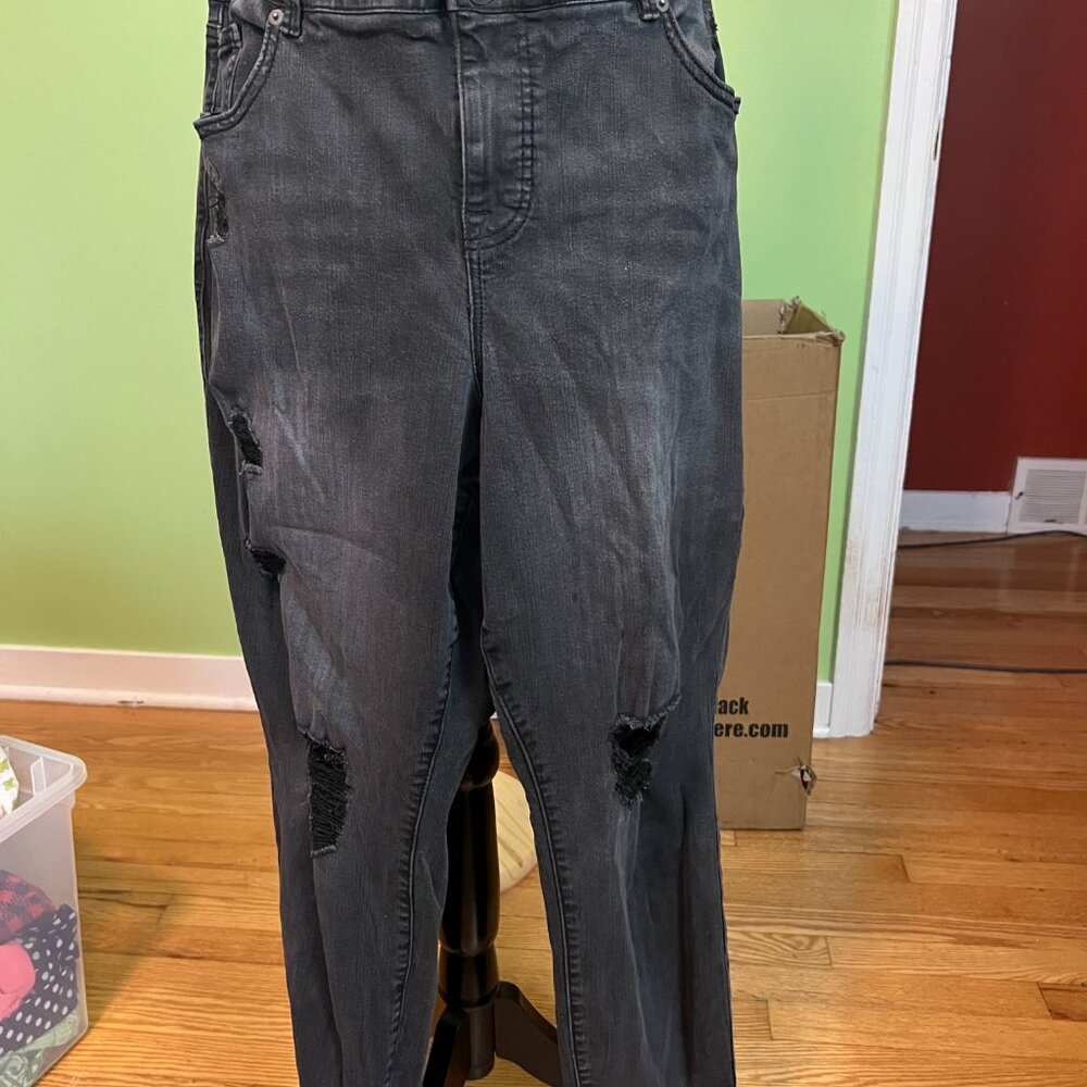 Torrid Ripped Look Distressed Skinny Black Jegging 24R